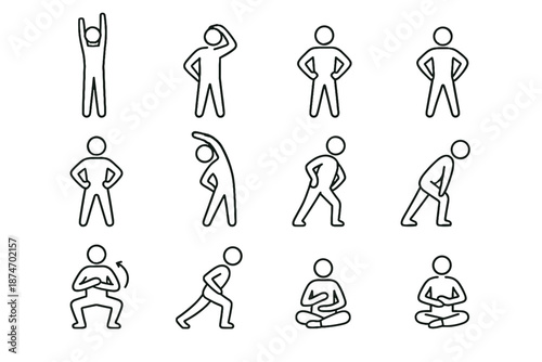 Icon vector opener mobility hip pose stretch reach alignment ankle lengthening morning