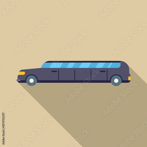 Limousine in flat design style with long shadow representing luxury and exclusive travel
