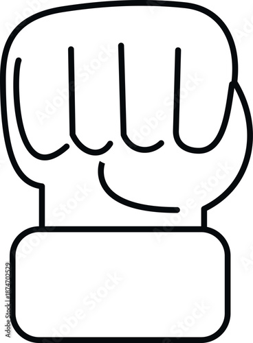 Clenched fist vector icon illustrating strength, revolution, and resistance
