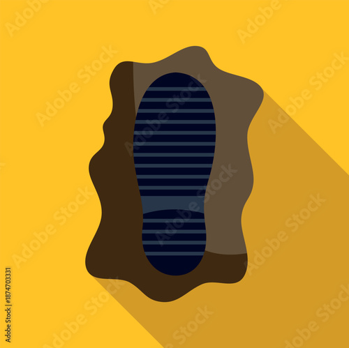 Boot sole creating a trail in mud for tracking or investigation concept