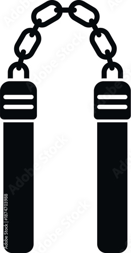 Nunchaku weapon icon for martial arts, combat sports, and self defense training
