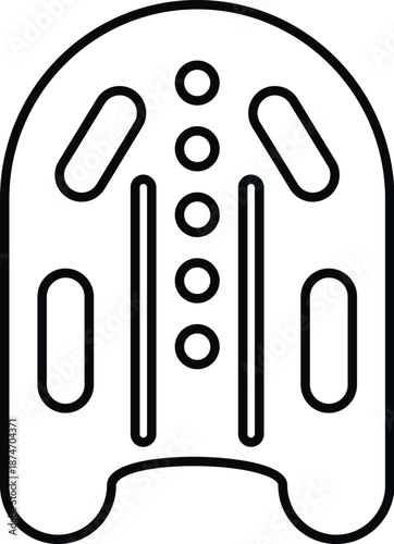 Line art icon of a swim kickboard assisting pool training and learning to swim