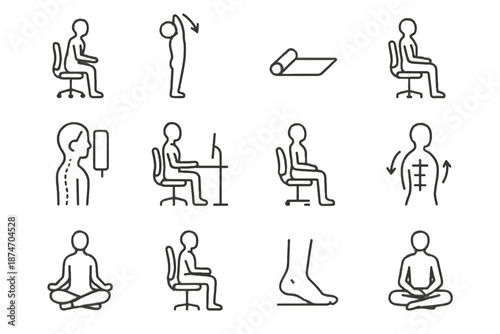Pose arrow mirror core vector icon posture icons healthy seat straight sitting