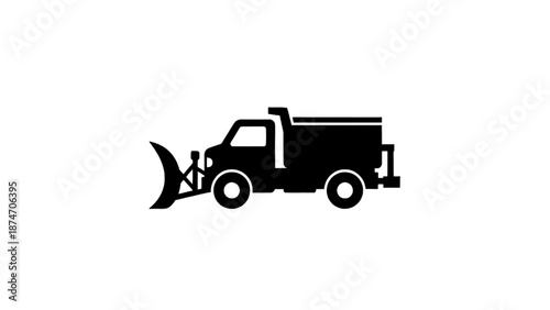 Vector illustration of a snow plow truck icon for winter maintenance, on transparent background