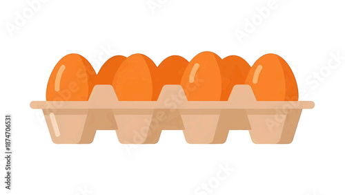 Vector illustration of a carton of brown farm-fresh eggs, perfect for breakfast, on transparent background