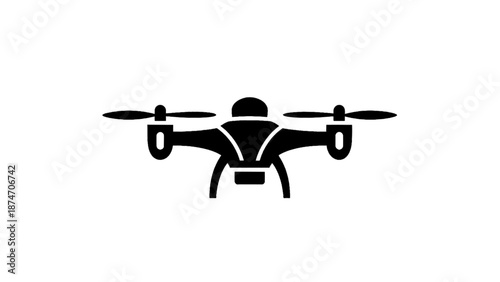 Vector illustration of a modern drone icon, an unmanned aerial vehicle on transparent background