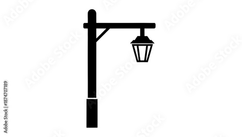 Vector illustration of a classic street lamppost with hanging lantern, on transparent background