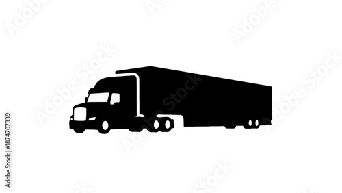 Vector illustration of a classic semi-truck and trailer for heavy cargo transport, on transparent background