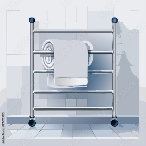 Clean towel on a silver rack
