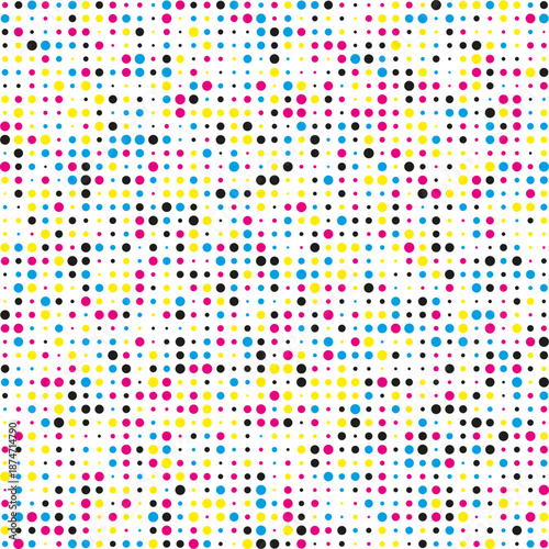 Different Sized Dots CMYK Halftone Pattern