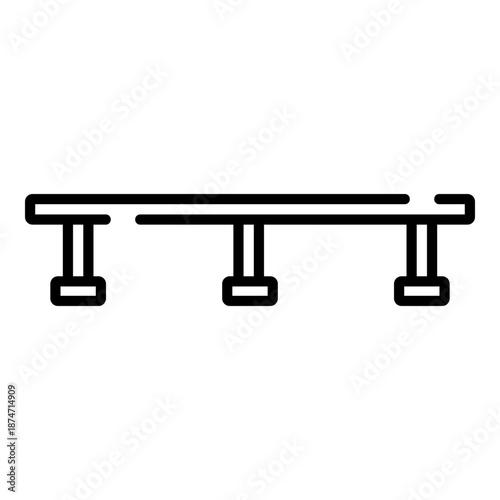 Skatepark obstacle, skateboard flat bar, rail black line icon