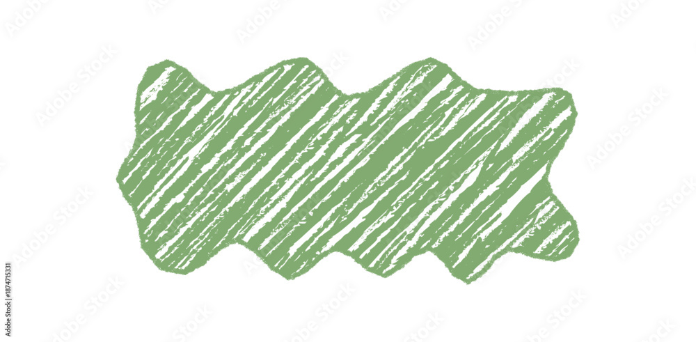 Fototapeta premium Green crayon rectangle sketch frame with organic squiggle border and diagonal scribble box style. Background frame design, perfect as template for text, creative card, or border element.