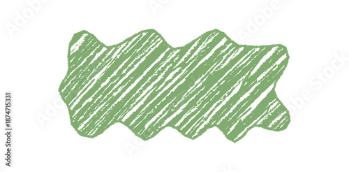 Green crayon rectangle sketch frame with organic squiggle border and diagonal scribble box style. Background frame design, perfect as template for text, creative card, or border element.