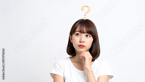 考える若い主婦 疑問を持つ女性