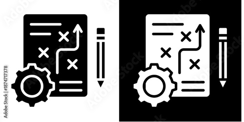 Strategic Plan  Icon Set White Glyph Style Collection
