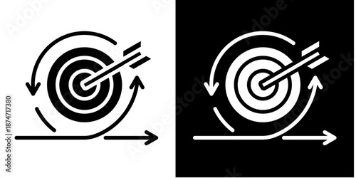 Business Goals  Icon Set White Glyph Style Collection