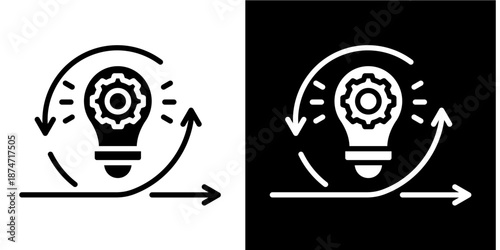 Agile Approach  Icon Set White Glyph Style Collection