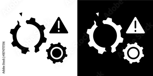 Disruption Model  Icon Set White Glyph Style Collection
