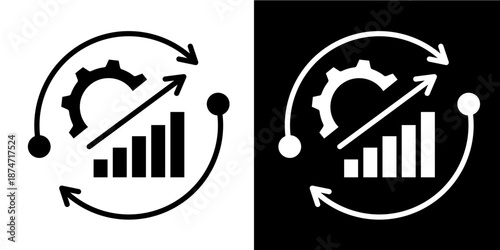 Continuous Improvement  Icon Set White Glyph Style Collection