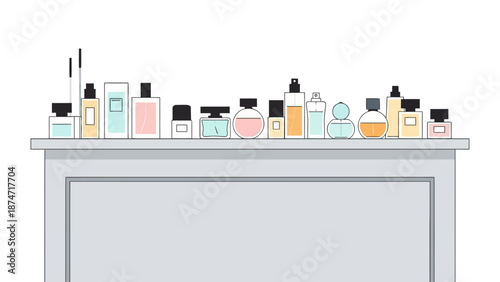 Assortment of perfume bottles on a shelf