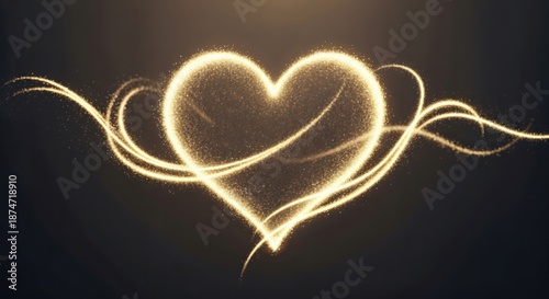 Shimmering Heart Illustration with Sparkling Effects for Romantic Themes and Events