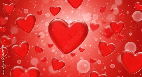 Vibrant Red Hearts Background for Digital Celebrations, Love Themes, and Romantic Events