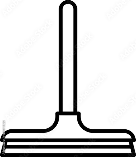 Window squeegee or wiper with a long handle. Cleaning housework equipment for home or car washing. Outline vector illustration icon
