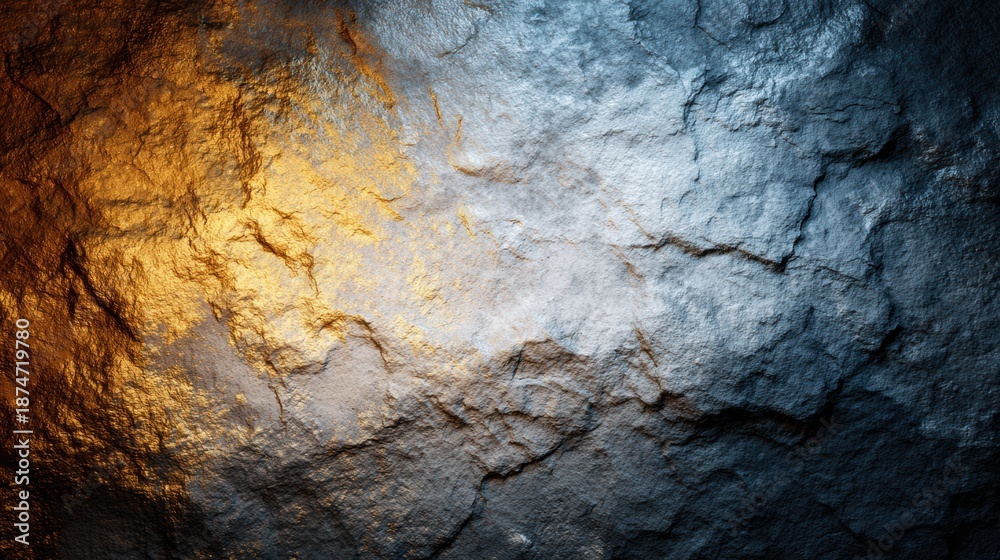 Naklejka premium Historical stone texture with blends of orange and blue tones creates a backdrop suitable for various creative applications and designs.
