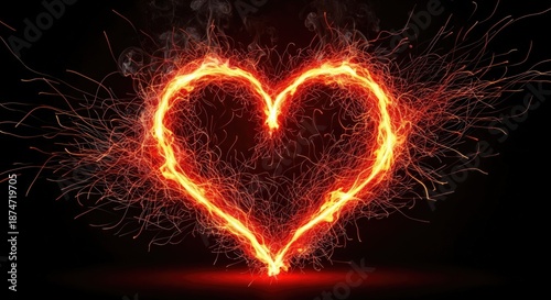 Dynamic Fiery Heart Shape Design for Art and Decor Projects