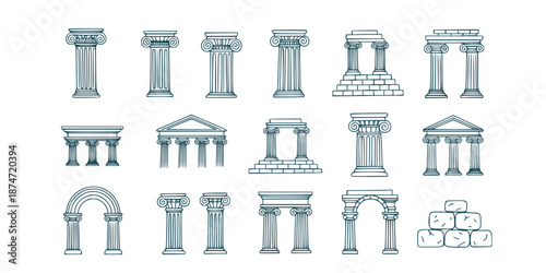 colonnade. stencil. vector with antique greek columns
