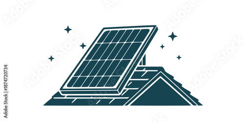 Solar panel vector icon collection for roof. Alternative, eco-friendly, renewable and sustainable energy symbol. Vector illustration