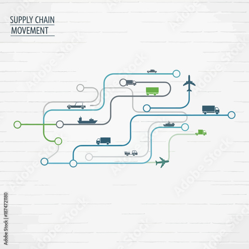 Supply Chain Movement Diagram Illustration.
