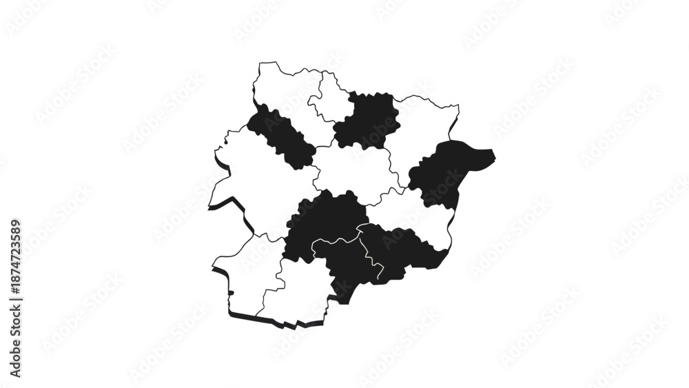 Fototapeta premium Andorra map with highlighted parishes