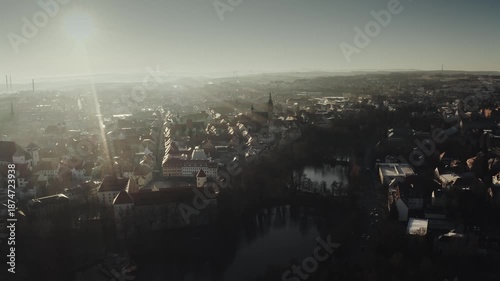 Aerial Drone Views of the Historic City of Freiberg in Saxony, Germany