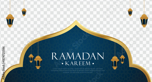 Ramadan greeting card template with transparent background