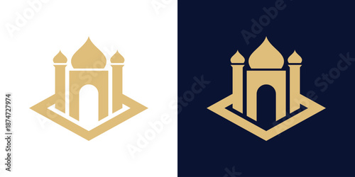Dual meaning logo inspired by mosque elements, symbolizing faith, unity, spirituality, peace, and cultural identity with a clean, modern visual style.