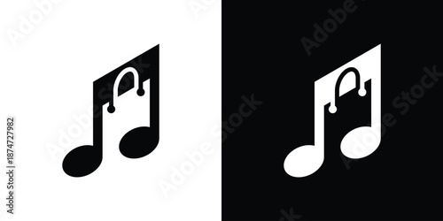 Dual meaning logo combining a shopping bag and music note, symbolizing lifestyle retail, entertainment, creativity, and the fusion of commerce with music culture.