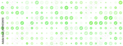 Green Check Marks Pattern on Black Background for Digital Design, Website Elements, or Graphic Projects