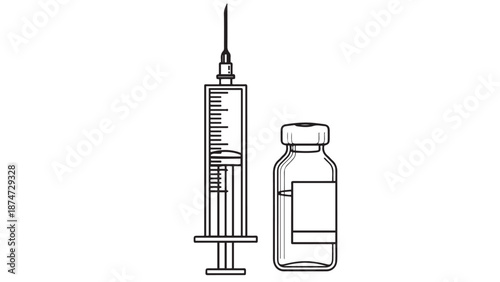 Professional medical syringe and pharmaceutical vial for clinical vaccination and modern healthcare industry medicine supply chain business marketing resources.