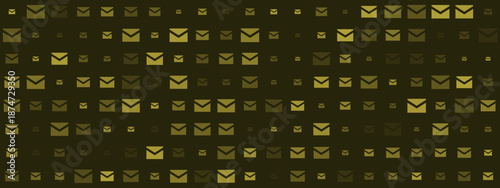 Abstract Digital Background with Yellow Envelope Icons for Email Communication Designs