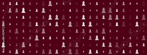 Decorative Chess Pieces Pattern on Burgundy Background for Home Decor and Interior Design