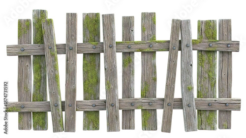 Rustic Wooden Fence with Moss