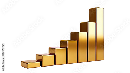 Golden Bar Chart Showing Growth