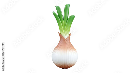 Stylized 3D Render of a Scallion or Spring Onion