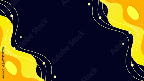 Yellow black abstract sport background with liquid motion shapes.