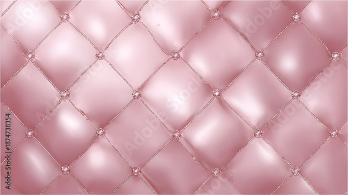 Pink Luxury: An opulent close-up of a pink, quilted surface, each diamond-shaped cell adorned with a decorative button. It’s an inviting image evoking feelings of comfort, elegance.