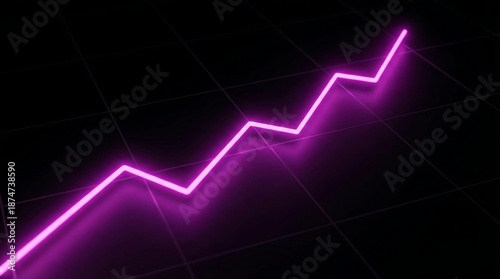 Bright pink neon line graph trending upwards on dark background