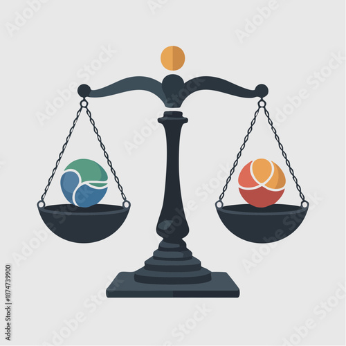 Vector icon set visualizing inner balance and imbalance, symmetrical abstract symbols