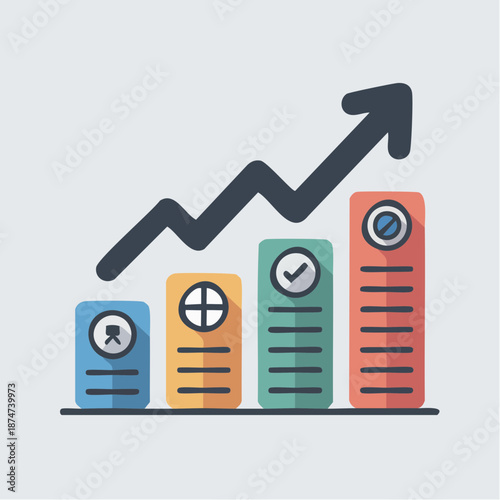 Vector icons showing growth as non-linear movement, abstract progressive symbols