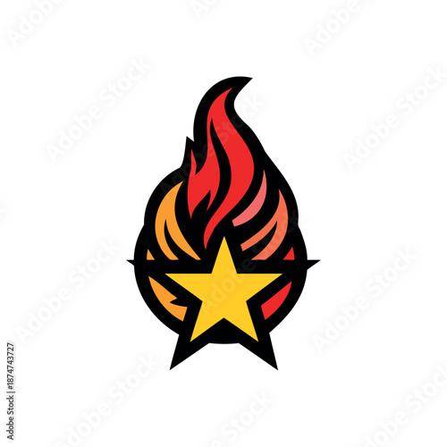 Flame Star Emblem Logo Vector Power Symbol